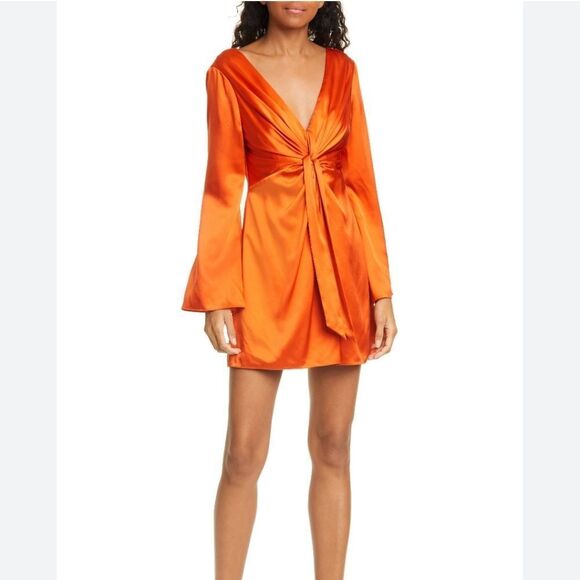 NWT Cinq A Sept Caelan Dress In Blood Orange 100% Silk - Picture 4 of 10